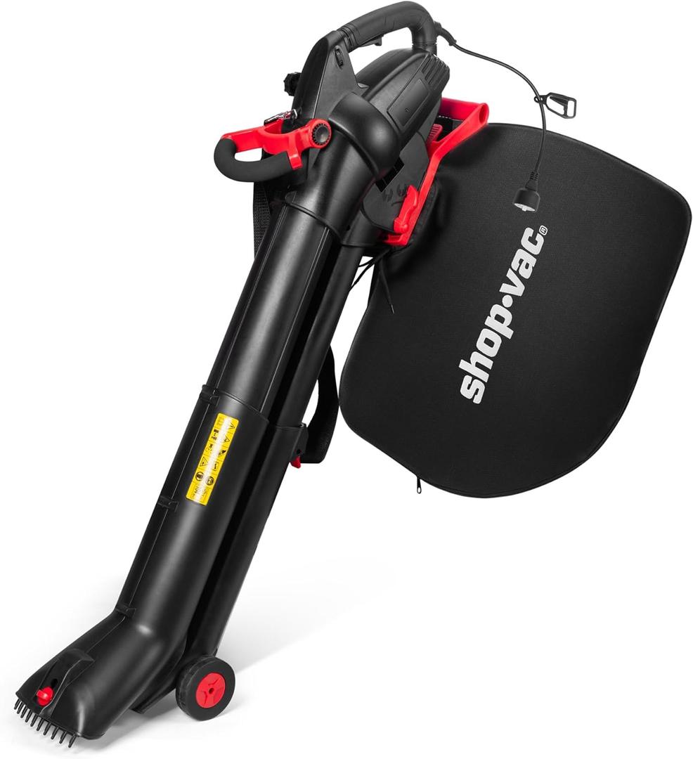 Shop-Vac 3 in 1 Electric Leaf Blower, Vacuum & Mulcher for Lawn Care, 180 mph Airflow, 530 cfm Delivery Power, 35L Collection Bag, Corded