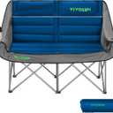 VIVOSUN Double Camping Chair, Fully Padded Folding Loveseat, Oversized Duo Chair with Cup & Wine Glass Holders, Pocket, Armrests & Carry Bag (Blue)