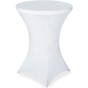 FestiCorp Spandex Table Cover, Cocktail Fitted Tablecloths, Round Highboy Stretch Table Covers Cloths for Party, DJ, Bar, Wedding, Birthday, Banquet, White, 30"-32" Diameter x 40"-43" Height