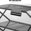 Small Shoe Rack for Entryway - 3 Tier Shoe Organizer Metal Foldable Shoes Storage Rack, Zero Tool Install, Sturdy Shoe Rack for Closet, Front Door Entrance, Living Room - Space Saving, Black