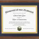 Fun Memories Walnut Wood 11x14 Diploma Frame, 100% Solid Walnut Wood Certificate Picture Frame with High Definition Glass, Document Frame for Wall and Tabletop, Blue Mat