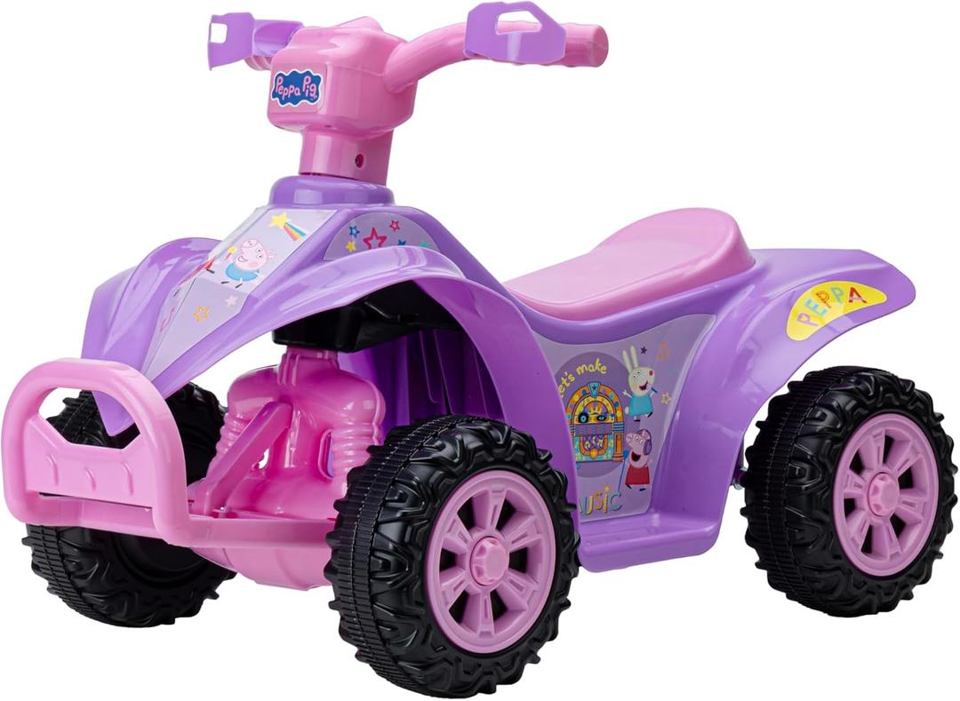 Peppa Pig - 6V ATV Ride On Toy for Kids, LED Headlights, Battery Powered, 6V ATV Quad