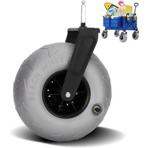 9" Balloon Rear Wheel & Fork Replacement for Catart Beach Wagon â€“ All-Terrain PVC Material Tire, Shock Absorbing, Easy Installation