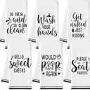 Funny Sayings Hand Towel - 6Pcs Sweet Cheeks Fun Bathroom Decorative Absorbent Soft Polyester Towels for Bathroom Bar Dining Room Kitchen Decor, Housewarming Gift for Hostess Home Friend