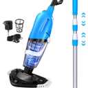 Pool Vacuum for Above Ground Pool with a Telescopic Pole80Mins Runtime, Handheld Rechargeable Pool Cleaner with Powerful Suction for Above Ground/Inground Pools, Hot Tubs, Spas