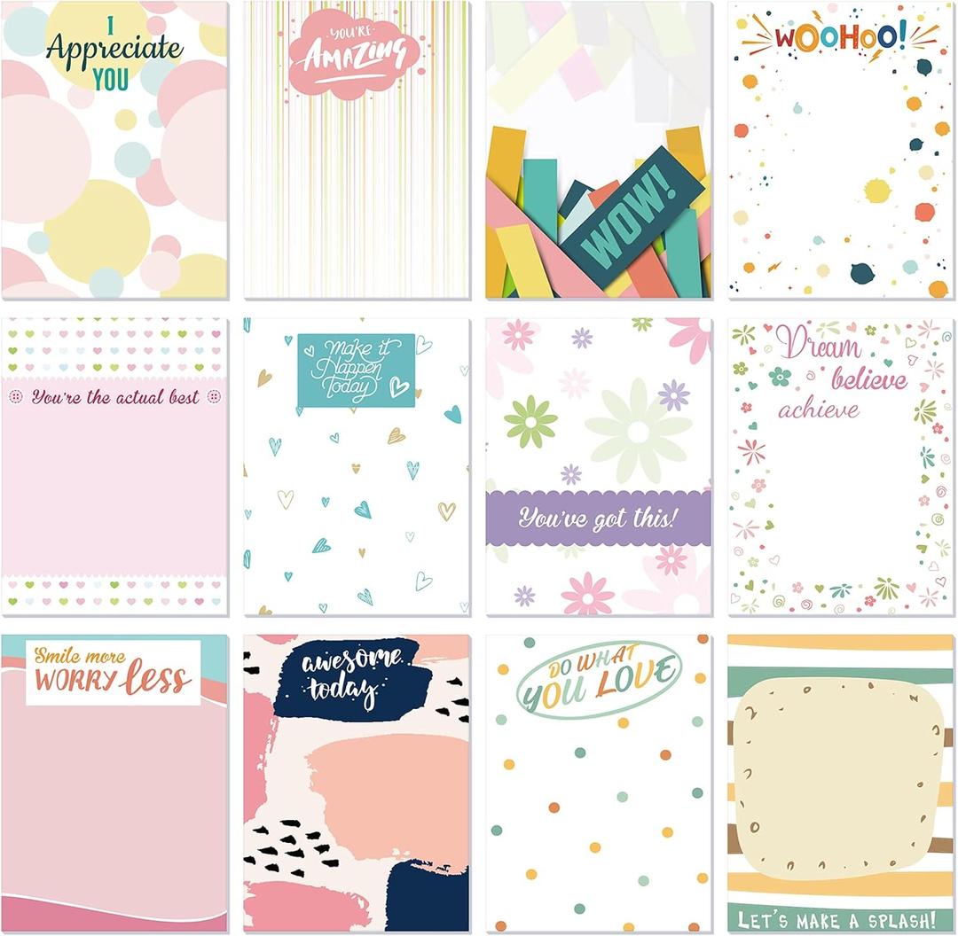 12 Pieces Appreciation Sticky Notes 3 x 4 Inch Fun Motivational Inspirational Positive Modern Cute Encouragement to Do List Notepad for Shopping List Study Planner 30 Sheets Each(Sweet Style)