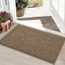 BEQHAUSE Dirt Trapper Door Mat 20" x 32", Non-Slip Washable Doormats Entrance Mat, Dirt Resistant and Absorbent Welcome Mat, Low Profile Floor Mats for Front Back Door and Entryway, Beige (1'8" x 2'8" (Rectangular))