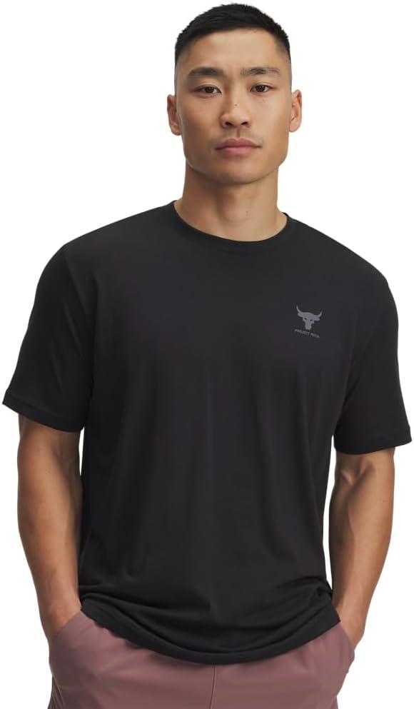 Under Armour Men's Project Rock Simple Branded Short Sleeve T Shirt (Black, M)