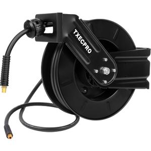 Retractable Air Hose Reel, 3/8 IN x 50 FT Hybrid Air Hose Max 300 PSI, Air compressor hose reel with 5 ft Lead in, Ceiling/Wall Mounted air hose reel,Heavy Duty air tool