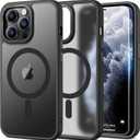 SEXYMOM Enhanced Magnetic for iPhone 15 Pro Case with Screen Protector - Wireless Charging Compatible,21ft Military-Grade Drop Tested, Shockproof Slim Fit Translucent Matte Cover - Black