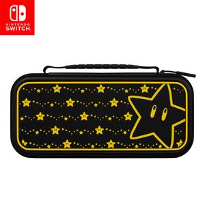 PDP Nintendo Switch Travel Case Plus GLOW with Wrist Strap, Built-in Stand & Game Storage Pockets, Officially Licensed for Switch Lite/OLED: Mario Super Star (Glow in the Dark)