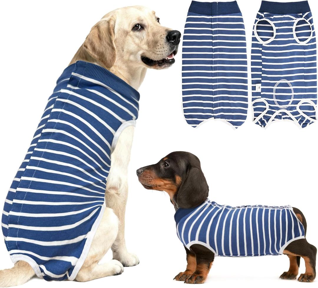 Recovery Suit for Dogs, Soft Dog Surgery Suit for Female Spay Male Neuter, Dog Cone Alternative Surgical Recovery Shirt for Abdominal Wounds, Anti-Licking Pet Clothes for Dogs Cats, Blue, XXX-Large