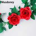 Musdoney 4Pcs 32.2 FT Fake Rose Vine Flowers Plants Artificial Flower Garland Hanging Rose Ivy Home Hotel Office Wedding Party Garden Craft Art Decor (Red)