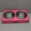 Hubulk Elevated Dog Bowls with 2 Stainless Steel Dog Food & Water Raised Bowls with No Spill Edge Non-Slip Stand Adjusts to 3 Heights(2.75", 6.0", 7.5") for Dogs and Pet (Pink)