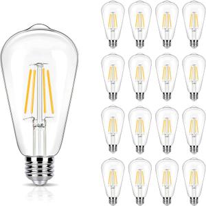 16 Pack LED Edison Bulbs 40w Equivalent, 4 Watt LED Filament Bulb, 3000K Warm White ST19 Light Bulb, 450lm E26 Vintage Bulbs for Ceiling Light Fixture, Not Dimmable