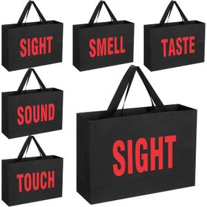 Kolldenn Valentine's Day 5 Senses Gift Bags for Him Her, Valentine Five Senses Gift Paper Kraft Bags with Ribbon Handle for Lover Husband Boyfriend Birthday Party(Black, Red,12.6 x 8.7 x 4 Inch)