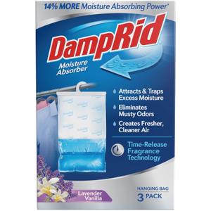 DampRid Lavender Vanilla Hanging Moisture Absorber, 16 oz., 3 Pack - Eliminates Musty Odors for Fresher, Cleaner Air, Ideal for Closet, 14% More Moisture Absorbing Power*