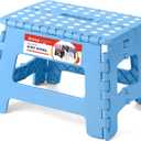 ACSTEP Folding Step Stool - Lightweight, Plastic Step Stool, 9 inch Foldable Step Stools, Non Slip Folding Stools for Kitchen Bathroom Bedroom (Blue)