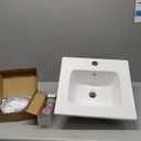 16.5in Ceramic Square Vanity Sink Top, White