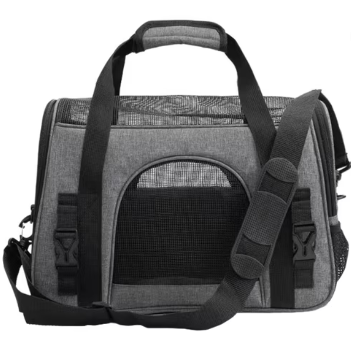 Portable Pet Carrier Bag Soft Mesh Breathable Handheld Travel Tote For Small Dogs Cats Grey Cloth Material Grey