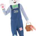 Morph Easter Bunny Costume Adult Rabbit Mascot Dungarees Suit for Easter Costumes Celebrations and Events, Size Large