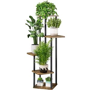 AZERPIAN Plant Stand 5 Tier Indoor Metal Flower Shelf for Multiple Plants Corner Tall Flower Holders for Patio Garden Living Room Balcony Bedroom, Black (5 Tier-Black)