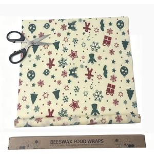 Organic Beeswax Wraps for Food-12 x 40" Reusable Beeswax Wraps Roll for Food Preservation & Storage Eco-Friendly Food Wraps Sustainable Food Storage Wraps for Cheese, Sandwich, Bread (Xmas) (Christmas)
