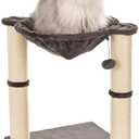 Amazon Basics Cat Condo Tower with Hammock Bed and Scratching Post,Easy to Assemble,Plush Hammock,Interactive Hanging Ball, Durable Sisal Scratch Posts for Indoor Cats, 15.8 x 15.8 x 19.7 Inches, Gray