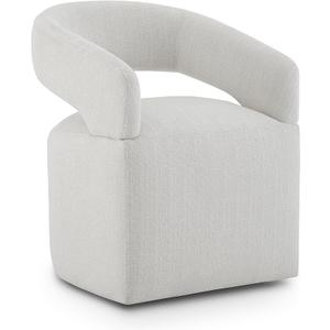 KISLOT Upholstered Dining Chairs Set of 1, Modern Rolling Dining Chairs with Hidden Casters, Arm Kitchen Chairs with Linen Look Fabric, Padded Barrel Chairs for Dining Room, Kitchen, Bedroom, Linen