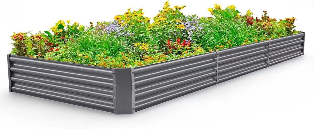 Land Guard 1241ft Galvanized Raised Garden Bed Kit for Vegetables, Galvanized Super Large Metal Planter Raised Garden Boxes Outdoor(359 Gallon CapacityGrey (Gray)