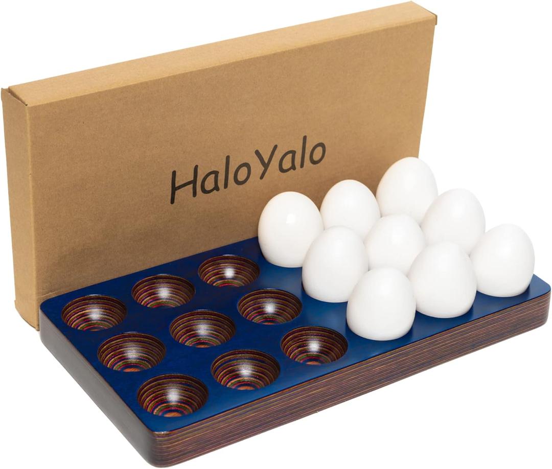 Wooden Egg Holder Countertop, and Deviled Tray - Tabletop Display Refrigerator Storage, Countertop for Fresh Eggs -18 Rack, Blue