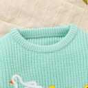 Toddler Girl/Boy Sweater Cute Ducks Hand Embroidered Sweater Fall Winter Outfit 1-5Y (Pink)