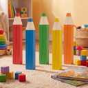 Jetec 5 Pack Giant Unfinished Wooden Pencil Cutouts, 7.9 Inch Blank Freestanding Wood Blocks to Paint, Classroom Table Name Sign Centerpieces Back to School DIY Craft Supplies Teacher Party Decor