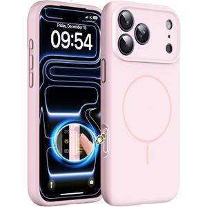 Magnetic for iPhone 17 Pro Max Case, Compatible with MagSafe, Integrated Silicone Camera Control Cover Protection, 3.0mm Thicken Silicone Phone Cover for 17 ProMax 6.9", Pink