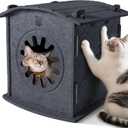 Apasiri Cat Houses for Indoor Cats: Felt Cat House Cave Cathouse, 15x14x15Inch Scratch-Resistant Warm Insulated Covered, Hideaway Tent for Anxiety Relief Gift, Grey