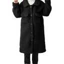 Grehava Long Black Girls Coat Fall Jackets for Girl Long Coat Boys Fleece Jackets Button Up Outerwear 4t Christmas, Size 2-3Y