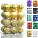 24Pcs Christmas Balls Ornaments for Xmas Tree Shatterproof Decorations Hanging Ball for Holiday Wedding Party Decoration (Gold, 2.36")