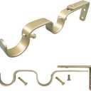 Heavy Duty Curtain Brackets, Fits up to 1 Inch Rods, Adjustable Double Curtain Holders, Set of 3, Gold