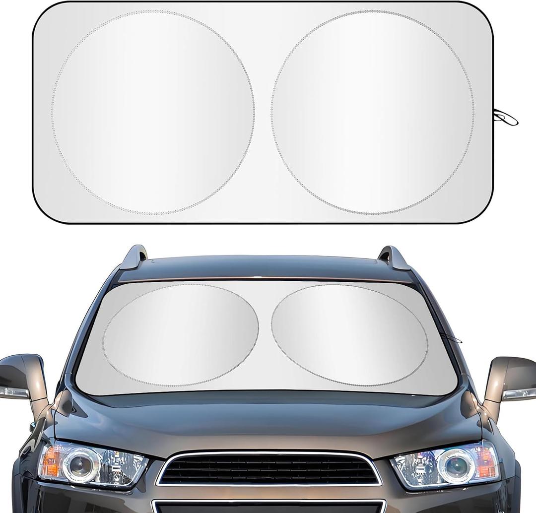 Ongfuwu Car Windshield Sun Shade, 63"×31.5" Auto Front Window Shield Blocks 99% UV Rays, Reflective Sunshade to Keep Your Vehicle Cool, Interior Sun Protection Car Accessories (Medium)