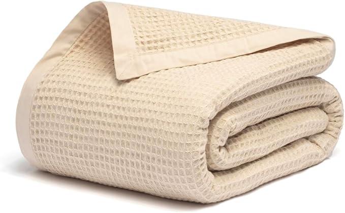 Salt Earth GOTS Certified 100% Organic Cotton Throw Blanket, 55" X 60" Waffle Blankets & Throws for Bed, Throw Blanket for Couch, Modern & Cozy Blanket, All Season, Comfy & Soft Blankets