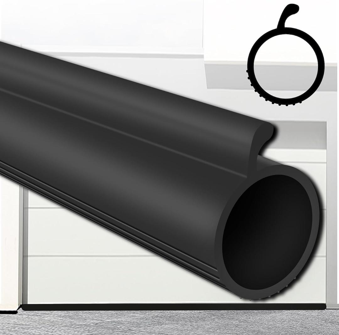 Gaahing 0.19" P-Bulb Garage Door Bottom Seal Strip - Replacement Impact Buffer Weatherstripping, Fits Single Track Overhead Door (9.8 FT, Black)