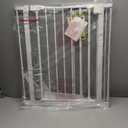 keny 29"-42.5" Baby Gate for Stairs, Auto Close Safety Dog Gate, Pressure Mounted Easy Walk Through Pet Gate for Doorways, Durable Stair Gate, 30" Tall, White