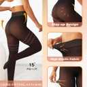 Women's Thermal Fleece Lined Tights, Translucent Skin Tone Pantyhose Style Leggings for Winter Warmth (L)