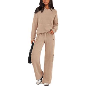 PRETTYGARDEN 2 Piece Sets for Women Fall 2025 Sweatsuits Outfits Lounge Matching Hoodie Set Travel Track Suits Winter Clothes (Small, Light Khaki)