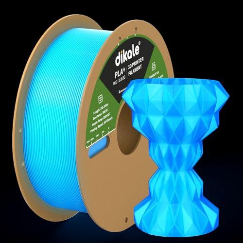 Dikale PLA+ 3D Printer Filament Luminous Blue, 1.75mm No Tangle, Net Weight 2.2lbs Spool (1kg, PLA Pro Plus, Blue with Glow in The Dark Effect Dikale PLA+ 3D Printer Filament Luminous Blue, 1.75mm No Tangle, Net Weight 2.2lbs Spool (1kg, PLA Pro Plus, Blue with Glow in The Dark Effect