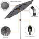 Blissun 9' Outdoor Patio Umbrella, Outdoor Table Umbrella, Yard Umbrella, Market Umbrella with 8 Sturdy Ribs, Push Button Tilt and Crank, Dark Grey