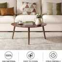Small Oval Coffee Table, 100% Solid Wood Coffee Tables Mid Century Modern Table for Living Room, Side Table End Tables for Home (Walnut Wood Color, 25.59''x17.51''x19.68'')