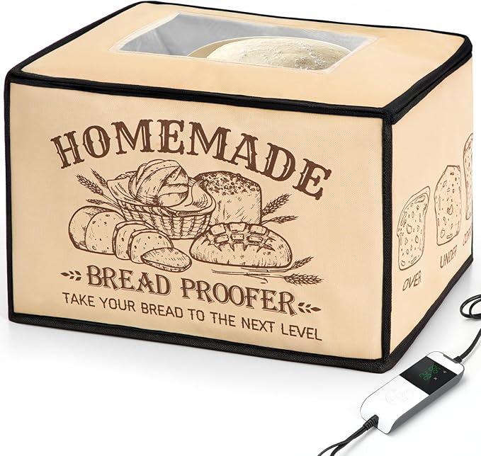 Nefelibata Proofing Box Bread Proofer with Heater Foldable Zippered Sourdough Basket for Making Dough Yogurt Pizza Cookie Natto Temperature Timer Controller Handmade Home Bakers Christmas Gift Idea