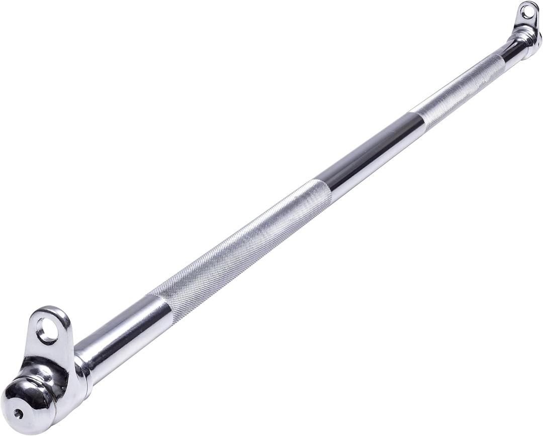 AmStaff 48" Straight Ez Curl Lat Pull Down Bar with Revolving Double Hook for Dual Pulley Cable Machines, Functional Trainer Multi-Purpose Attachment