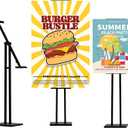 Sign Holder, Heavy Duty Floor Banner Stand, Adjustable Floor Poster Stand, Metal Sign Stand, Poster Stands for Display Sign Holder Stand, Height Up to 42 Inches, 355 Rotation Display Stand(Black)